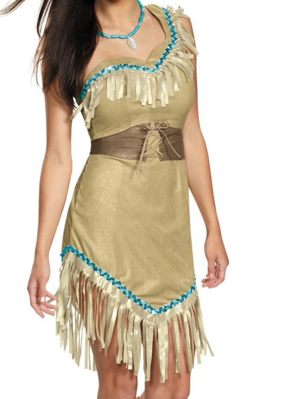 Disney Pocahontas costume dress Native American fringe trim no belt size S 4-6